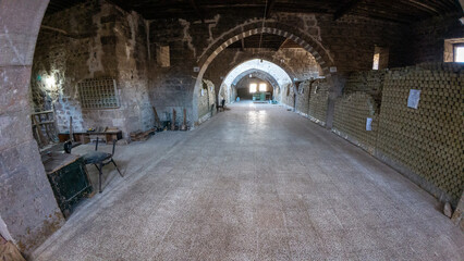 Fototapeta premium Arched Stone Corridor with Green soap Bricks. Aleppo, Syria