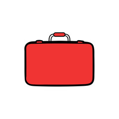 Closed red first aid kit for medical and emergency coloring book Line Art Vector Illustration