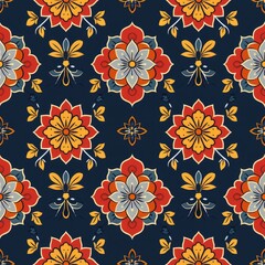 Royal Indian Mandala Seamless Pattern