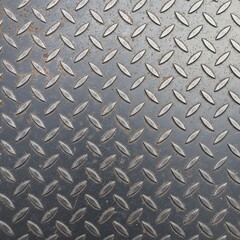 Close-up of Weathered Diamond Plate Steel Texture Industrial Metal Background