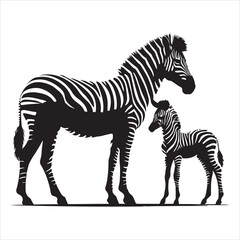 Obraz premium Silhouette vector of a zebra standing on a white background