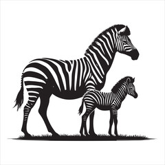 Obraz premium Silhouette vector of a zebra standing on a white background