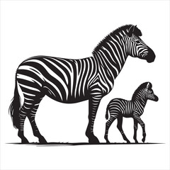 Obraz premium Silhouette vector of a zebra standing on a white background