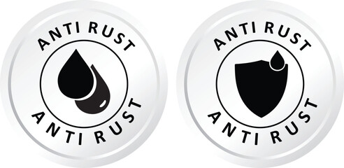 Anti Rust Icons with Water Droplet and Shield Concepts