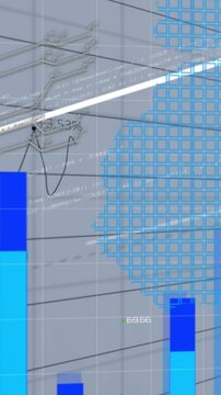 Animation of network of connections and binary coding data processing over sad
