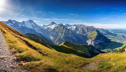 stunning alps view at lookout point daube mountain bernese oberland hiking round trail schynige platte oberberghorn switzerland