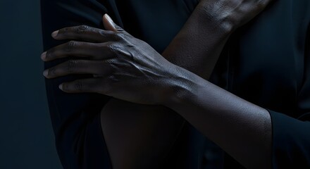 Embrace of Self: A Darkly Lit Portrait of Hands
