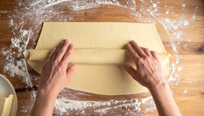 A hands-on demonstration of rolling dough, showcasing the art of food preparation