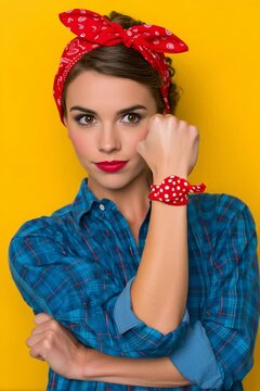 Rosie the Riveter modern recreation with female model