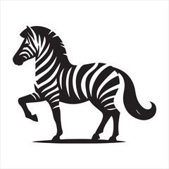 Obraz premium Silhouette vector of a zebra standing on a white background