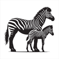 Obraz premium Silhouette vector of a zebra standing on a white background
