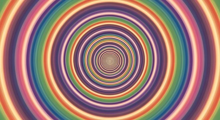 Concentric circles of rainbow colors creating a tunnel effect with a vanishing point in the center