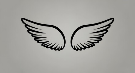 Fototapeta premium Black Wing Illustration on Light Gray Background Artistic Minimalist Design