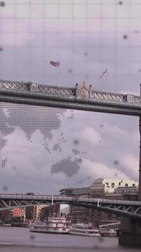 Animation of globe and data processing over london cityscape