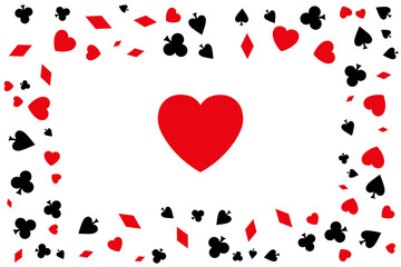 Poker concept frame with ace of hearts in the center