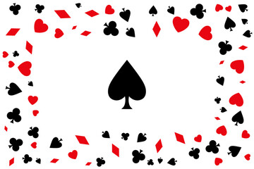 Poker concept frame with ace of spades in the center