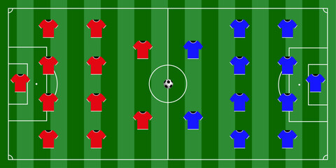 Tactical board with 4-4-2 alignment with ball
