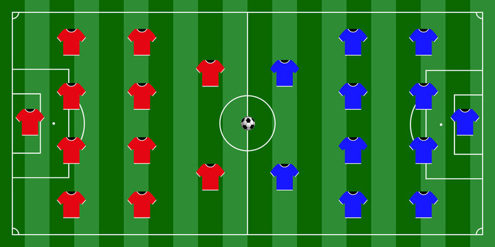 Tactical board with 4-4-2 alignment with ball
