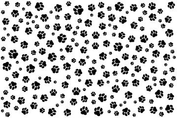 Fototapeta premium black paw silhouettes on white canvas
