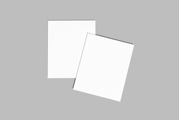 Blank polaroid photo frame with soft shadows and scotch tape isolated on white paper background as template for graphic designers presentations, portfolios
