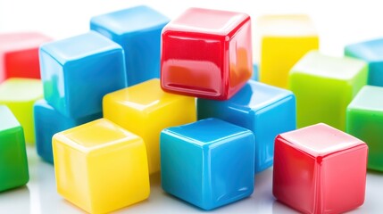 Fototapeta premium Colorful Plastic Building Blocks for Creative Play and Learning