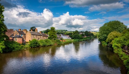 Obraz premium the river wye on a cloudy summer day herefordshire engalnd