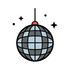 disco-ball-with-stars-icon-on-white-back.eps