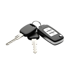 Three keys attached to a key ring are displayed on white or transparent background