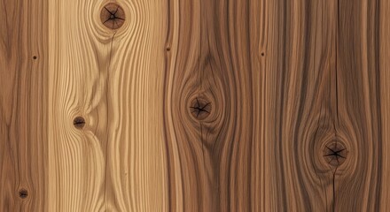 Fototapeta premium Close up of a wooden surface with knots and visible wood grain patterns in varying shades of brown