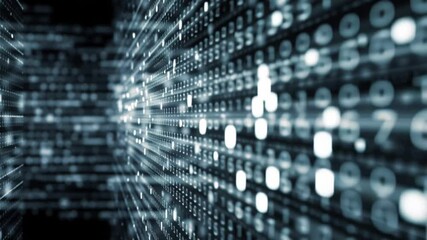 Futuristic digital data stream background with binary code, ideal for tech promotions and data - Powered by Adobe