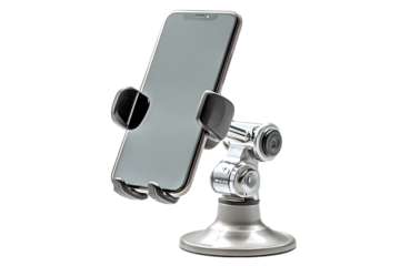 Modern phone holder for desk or car.  Versatile and convenient.