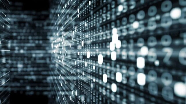 Futuristic digital data stream background with binary code, ideal for tech promotions and data - Powered by Adobe