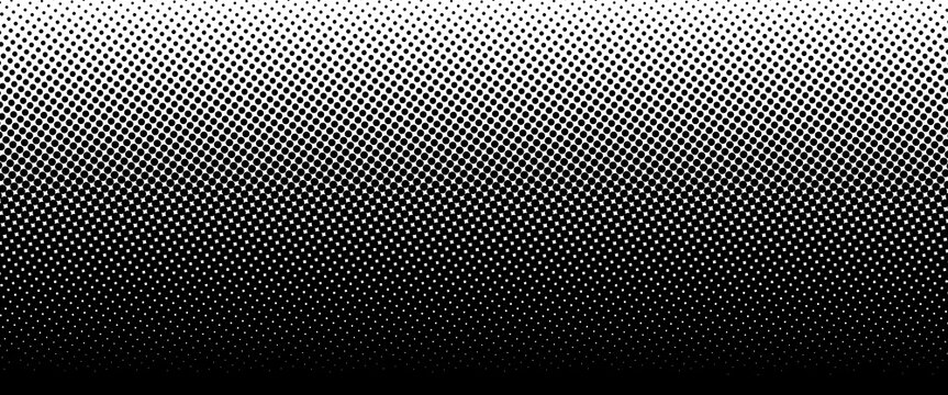 Grunge halftone gradient background. Faded grit noise texture. White and black sand wallpaper. Retro pixelated backdrop. Anime or manga style comic overlay. Vector graphic design textured template