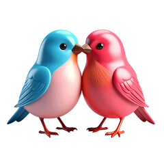 3D love birds icon isolated on transparent background. PNG