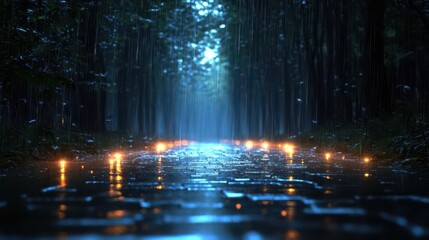 Rainy Night Path Lights