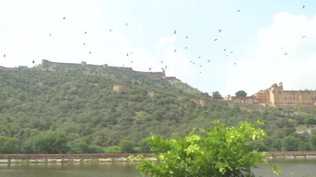 View Of Maota Lake At Amer Fort from Car Window