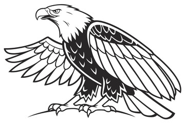 coloring page line art the eagle black vector
