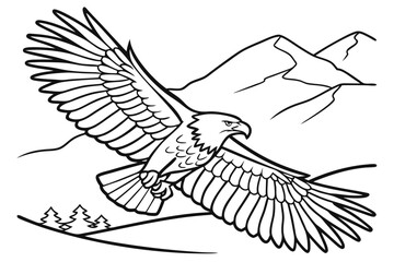 coloring page line art the eagle black vector