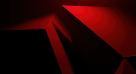 Obraz premium Abstract Red Geometric Light Sculpture with Dark Shadows and Sharp Edges