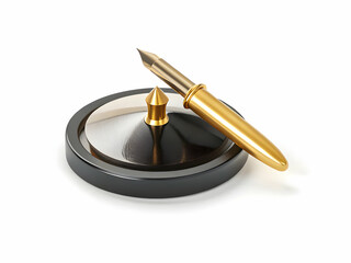 Golden metallic spear with reflective surface on dark