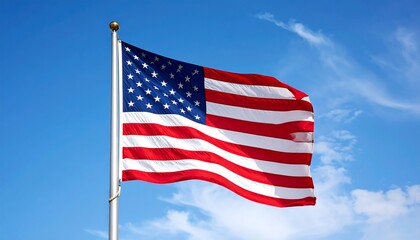 Fototapeta premium American flag waving in a clear blue sky (6)