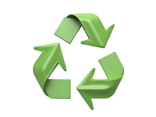 Fototapeta premium A bright green recycle symbol on a clean white background represents environmental conservation, waste reduction, and a commitment to sustainability initiatives.