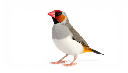 Fototapeta premium Beautiful Gualdian finch bird on white background