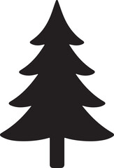 Simple Black Silhouette of a Pine Tree Vector Graphic Illustration