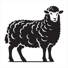 Silhouette vector of a sheep standing on a white background