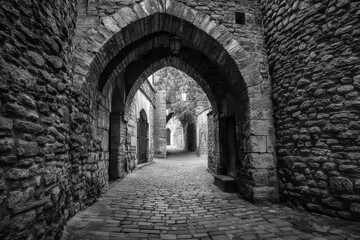 Obraz premium Ancient Stone Alleyway Passageway.