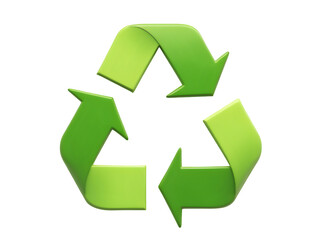 Obraz premium A vibrant green recycling symbol isolated on white conveys environmental awareness. It represents sustainability and the ongoing effort to reduce waste.