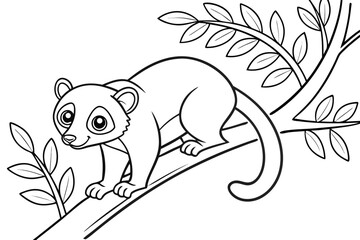 coloring page line art the kinkajou black vector