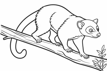 coloring page line art the kinkajou black vector