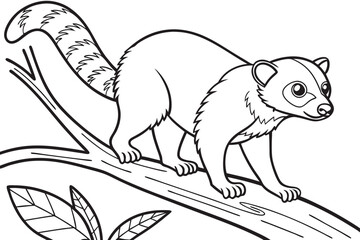 coloring page line art the kinkajou black vector